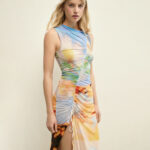 Womens Dopamine-Color Printed Long Dress