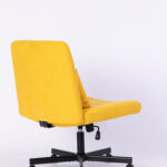 Yellow Linen Criss Cross Armless Office Chair with Wheels - Versatile for Home Office, Meditation & Makeup
