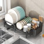 Extendable Dish And Utensil Rack For Storing Bowls And Cups