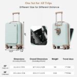 4-Piece Luggage Set with USB Charging Ports - 20in Carry-On (Front-Opening for Laptop) 28in Checked Suitcase with TSA Lock Travel Duffel Bag Wet-Dry Toiletry Bag, grey green