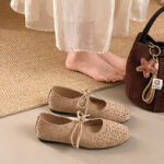 French Style Cutout Embossed Mary Janes, Women Flat Elegant Low Cut Flats, 2026 Summer New Arrival