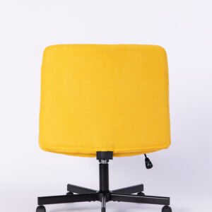 Yellow Linen Criss Cross Armless Office Chair with Wheels - Versatile for Home Office, Meditation & Makeup