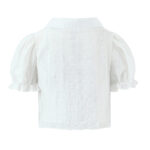 Ruffle-detail Blouse Tiered Lace-panel Shorts Set