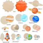 Solar System Craft Set With Wooden Pieces, Paintbrushes, And Mixing Palette—Creative Solar System Model For Kids, Educational DIY Set For Space Projects—Party Accessory Set