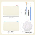 DIY Empty Pencil Case Set - 5 Pencil Cases, Paintbrushes, Palette For Creative Projects - Desk Labels