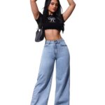 Floor-length Flared Straight-leg Denim Jeans For Women