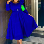 Womens Fashionable Casual Puff-sleeve Dress