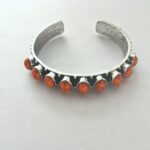 Vintage Oxidized Silver Cuff Bracelet, Linear Oval Simulated Red Vein Stone Wide Open Bangle, Boho Southwest Statement Jewelry For European Spanish Women