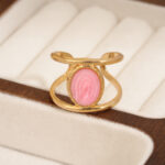 French Vintage 18K Gold Plated Open Stainless Steel Ring, Luxury Minimalist Titanium Steel Finger Jewelry For Women Wholesale