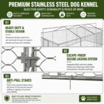 20x10 FT Large Outdoor Dog Kennel with Canopy, Heavy Duty Galvanized Steel Frame, Waterproof Cover, Built-in Elevated Feeding Bowls, Escape-Proof Lockable Pet Playpen for Large Dogs & Multiple Animal