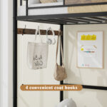 Twin Metal Loft Bed Frame With Storage, Buckle-Fastened Slats, No Box Spring