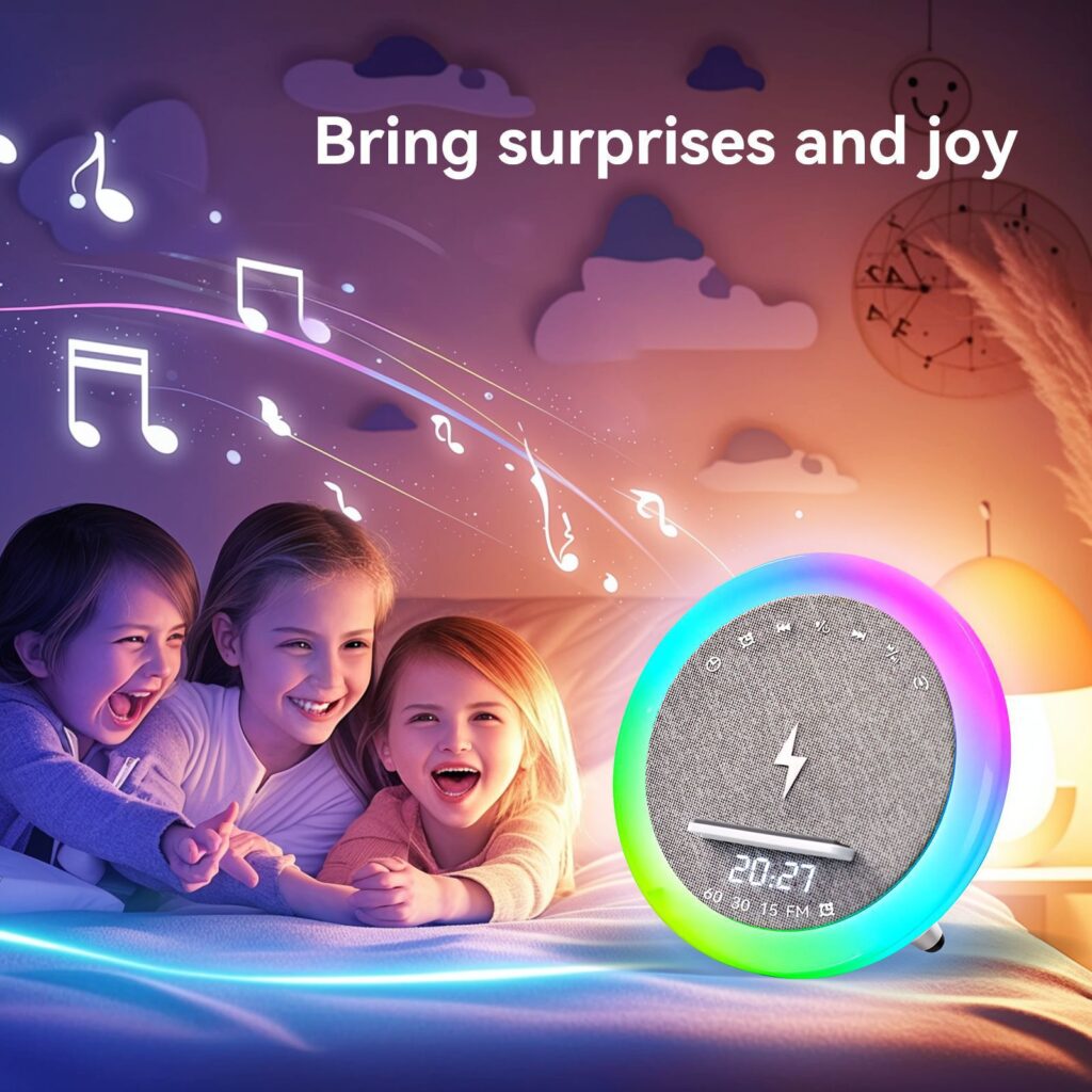KP-577 Best-Selling Wholesale White Noise Bluetooth Speaker With LED Color Lights Clock Alarm Timer Wireless Charging And Bedside Desktop Functionality