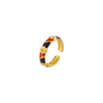 Minimalist Bamboo Joint Enamel Ring Women 18K Real Gold Plated Light Luxury Anti-Fade Jewelry