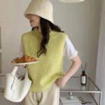 Womens New Hollowed-Out Crew-Neck Knitted Vest