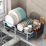 Extendable Dish And Utensil Rack For Storing Bowls And Cups