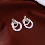 Silver Needle Vintage Diamond Crystal Tassel Earrings For Women Retro Light Luxury Stud Earrings