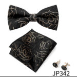 Mens Striped Jacquard Bow Tie Set