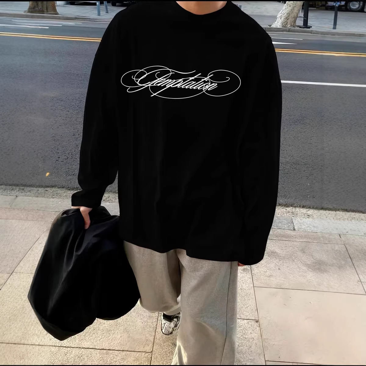 American-style Trendy Long-sleeve T-shirt Unisex Fallwinter Printed Top