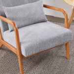 Mid-Century Modern Accent Chair, Arm Chair Living Room Chairs with Pillow Upholstered Reading Chair with Solid Wood Frame & Living Room Bedroom Balcony (Antique Dark Grey)