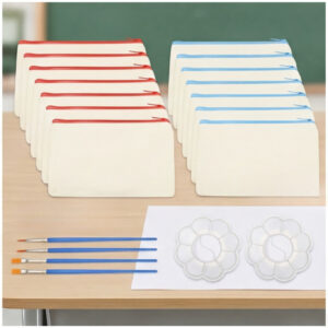 DIY Empty Pencil Case Set - 5 Pencil Cases, Paintbrushes, Palette For Creative Projects - Desk Labels