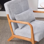 Mid-Century Modern Accent Chair, Arm Chair Living Room Chairs with Pillow Upholstered Reading Chair with Solid Wood Frame & Living Room Bedroom Balcony (Antique Dark Grey)