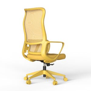 Ergonomic Colorful Office Chair 350LBS Home Office Mesh Breathable High Back, With Adjustable Lumbar Support Computer Chair, Integrated Molded Foam Seat Cushion, Fireproof (Yellow)