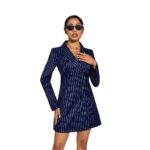 Womens Fashionable Versatile Lapel-collar Long-sleeve Dress
