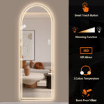 65" x 21" Arch LED Bathroom Mirror - Dimmable Wall Mount Vanity Mirror with Anti-Fog, Shatterproof Glass, Tri-Color Lighting for Makeup Studio & Home Gym