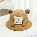 Summer Boys And Girls' Embroidered Letter Bear Style Fashionable And Cute Fishing Hat For Outdoor Shopping And Playing