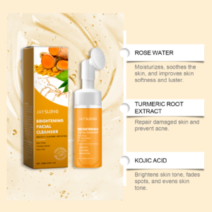 Jaysuing Turmeric Brightening Facial Cleanser With Built-In Silicone Brush, Gentle Oil Control Hydrating Pore Minimizing Face Wash