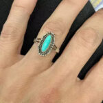 Bohemian-style Horse-eye-shaped Turquoise Ring