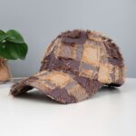 Retro Distressed Multi-color Plaid Baseball Cap With Unique Curved Brim, Stylish And Adjustable Casual Hat