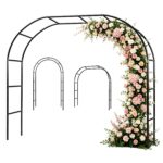 2Pcs Or 1Pcs Options 7.87Ft H X 4.59Ft W Adjustable Metal Garden Arches DIY Outdoor Trellis For Climbing Plants Wedding Arch Decoration Iron Arbor For Backyard Garden Entrance