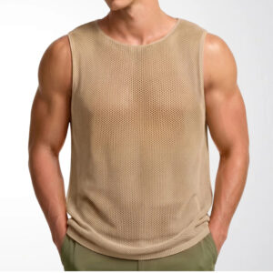 Men's European And American Summer Sports Tank Tops, Quick-Dry Stretch Mesh Hollow Knit Vests For Men