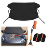 2-in-1 Car Ice Scraper Set With Snow Brush And Windshield Cover – Winter Accessories For Cars – Accessories Set