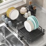 Extendable Dish And Utensil Rack For Storing Bowls And Cups