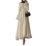 Womens Single-breasted Dress With Flared Sleeves