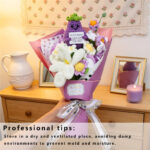 Handmade Crocheted Flower Bouquet, Cute Eggplant Doll Matched With Lilies And Purple Florets, Soft Yarn Everlasting Knitted Bouquet, Decorative Ornament For Indoor Household Display