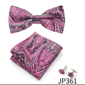 Mens Striped Jacquard Bow Tie Set