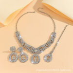 Cross-Border Foreign Trade Retro Jewelry Exaggerated Necklace Set Luxury Crystal Jewelry Banquet Dress Accessories Factory Direct Supply