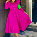 Womens Fashionable Casual Puff-sleeve Dress