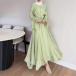 Womens Single-breasted Dress With Flared Sleeves