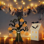 56-piece Halloween Craft Kit With Wooden Discs, Paintbrushes, And Wire Decorations