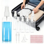 12-piece Travel Refill Set, 8 X 100 Ml Spray Bottles, 2 Mini Funnels & 2 Droppers, With Labels—accessory Set