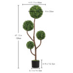 4FT Tall Artificial Boxwood Topiary Tree Large Faux Green Plant in Pot for Indoor Outdoor Patio Porch Garden Decoration, 1pc/set