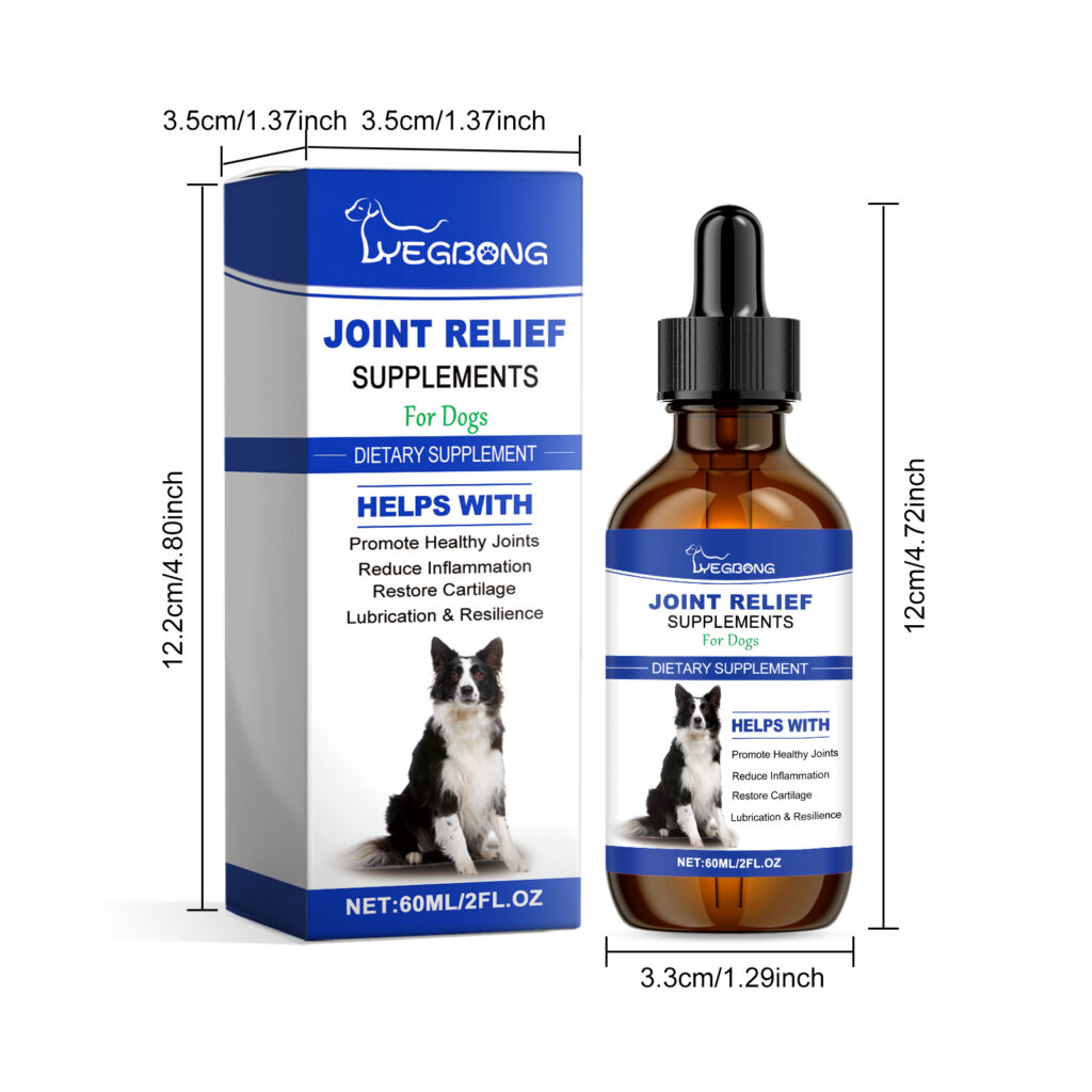 Dog Joint Relief Liquid Supplement Drops, Hip & Joint Care Support For All Breeds Dogs, Relieve Joint Pain, Reduce Inflammation, Restore Cartilage, Improve Mobility, 60ml