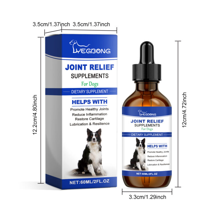 Dog Joint Relief Liquid Supplement Drops, Hip & Joint Care Support For All Breeds Dogs, Relieve Joint Pain, Reduce Inflammation, Restore Cartilage, Improve Mobility, 60ml
