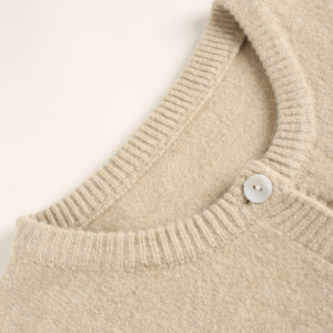 Oversized Crew Neck Button Knit Cardigan Women Soft Puff Sleeve Sweater Coat