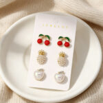 Cross-border European American Fruit Enamel Stud Earrings For Women, Unique Premium Versatile Summer Red Fruit & Cherry Niche Ear Jewelry