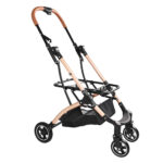 Pet Stroller for Dogs and Cats, 2-in-1 Detachable Foldable 4 Wheels Pet Stroller, Quick One-Hand Fold, Storage Basket, Detachable Carry Basket with Sun Canopy(Black+Gold)